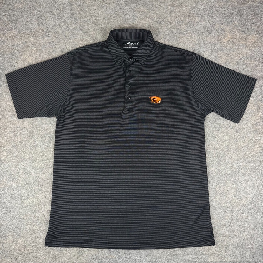 Horn Legend Sport Polo Shirt Oregon State Beavers Black Mens Medium M